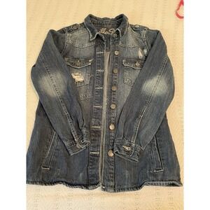 Vintage Women's Star Denim Collared Button Pockets Jean Jacket  Medium